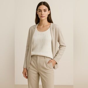 Melrose Studio White Textured Knit Tank Top Small Minimalist Neutral